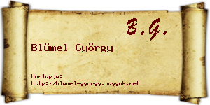 Blümel György névjegykártya